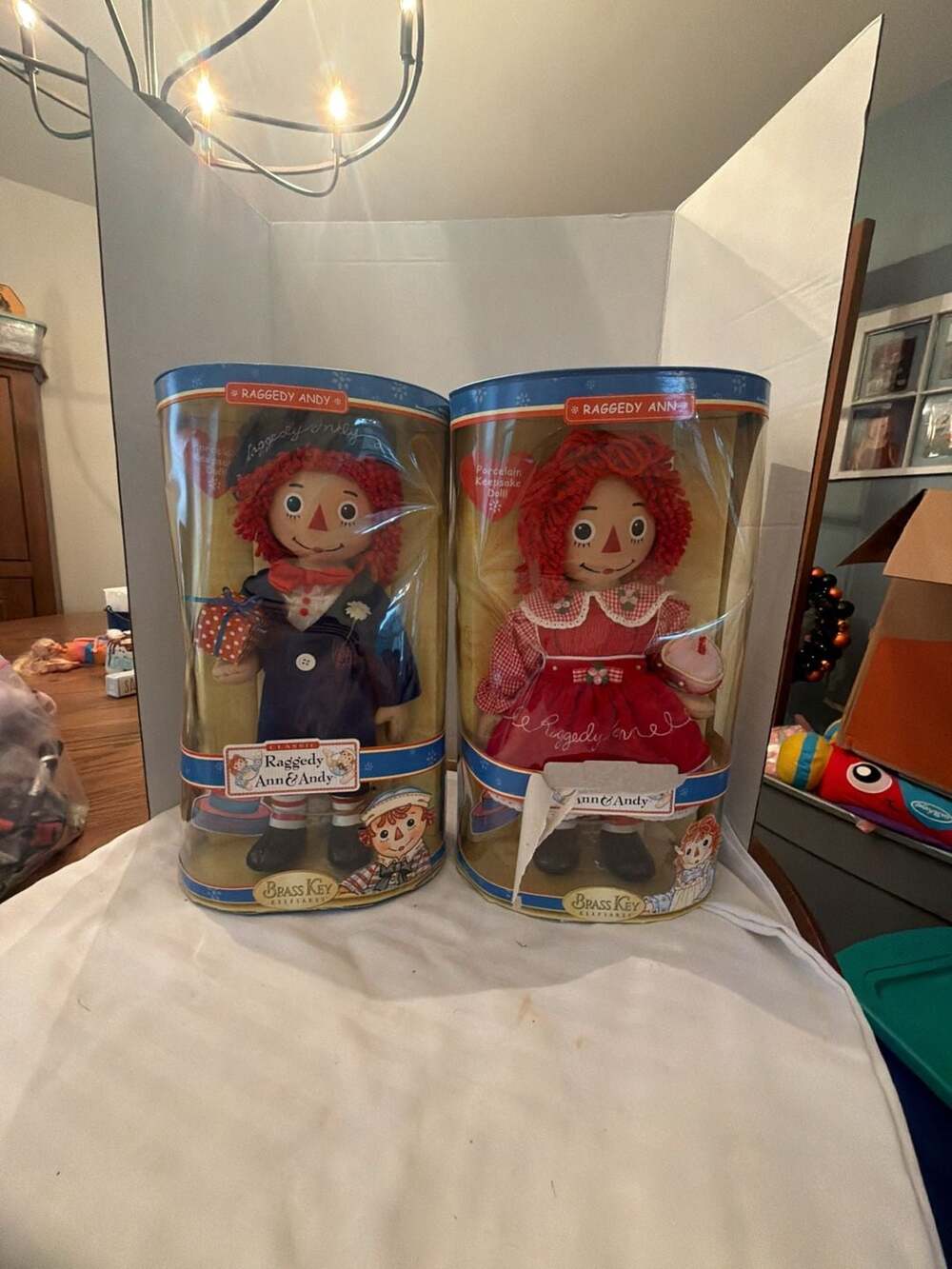 Brass Key Raggedy Ann & Andy Porcelain Keepsake Dolls Set